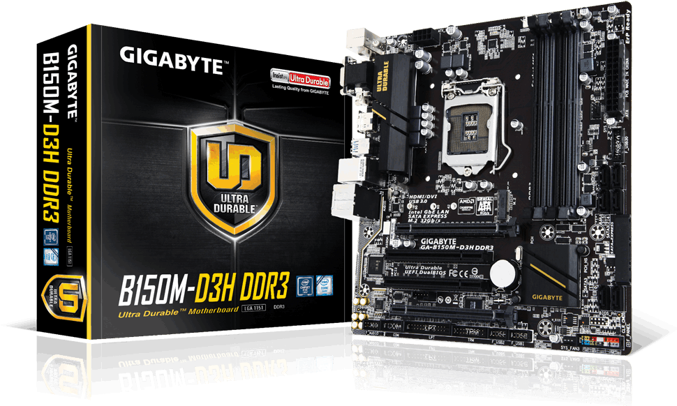 Placa Mãe Gigabyte Ga B150m D3h Ddr3 Lga - Ga B150m D3h Box (1000x651), Png Download
