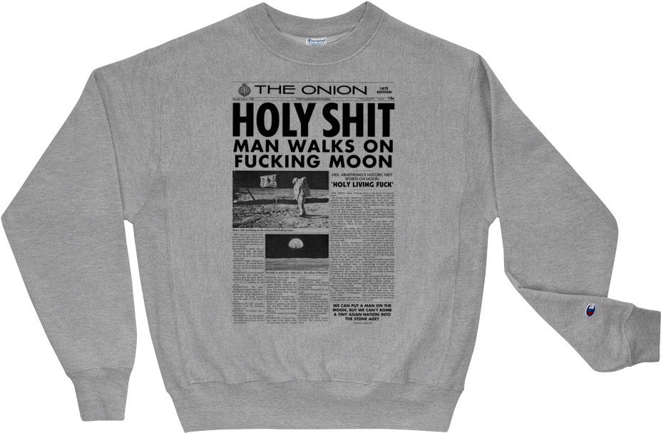 The Onion's 'man On The Moon' Premium Crewneck Sweatshirt - Man Walks On Moon (1000x1000), Png Download