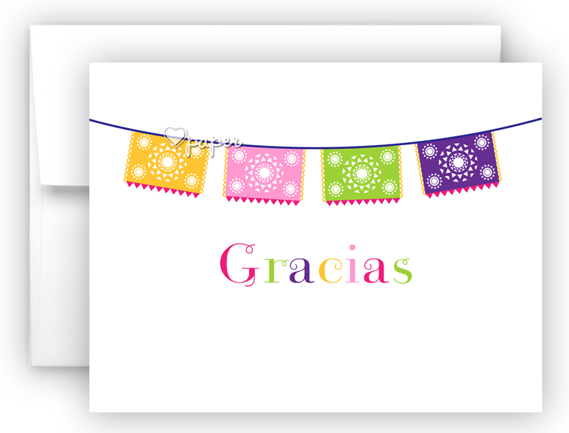 Fiesta Banner Thank You Cards Note Card Stationery - Mexican Themed Party Invitations Free (828x630), Png Download