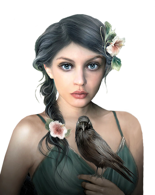 "la Morrigan" La Signora Dei Corvi - Sad Angel Girl (516x650), Png Download