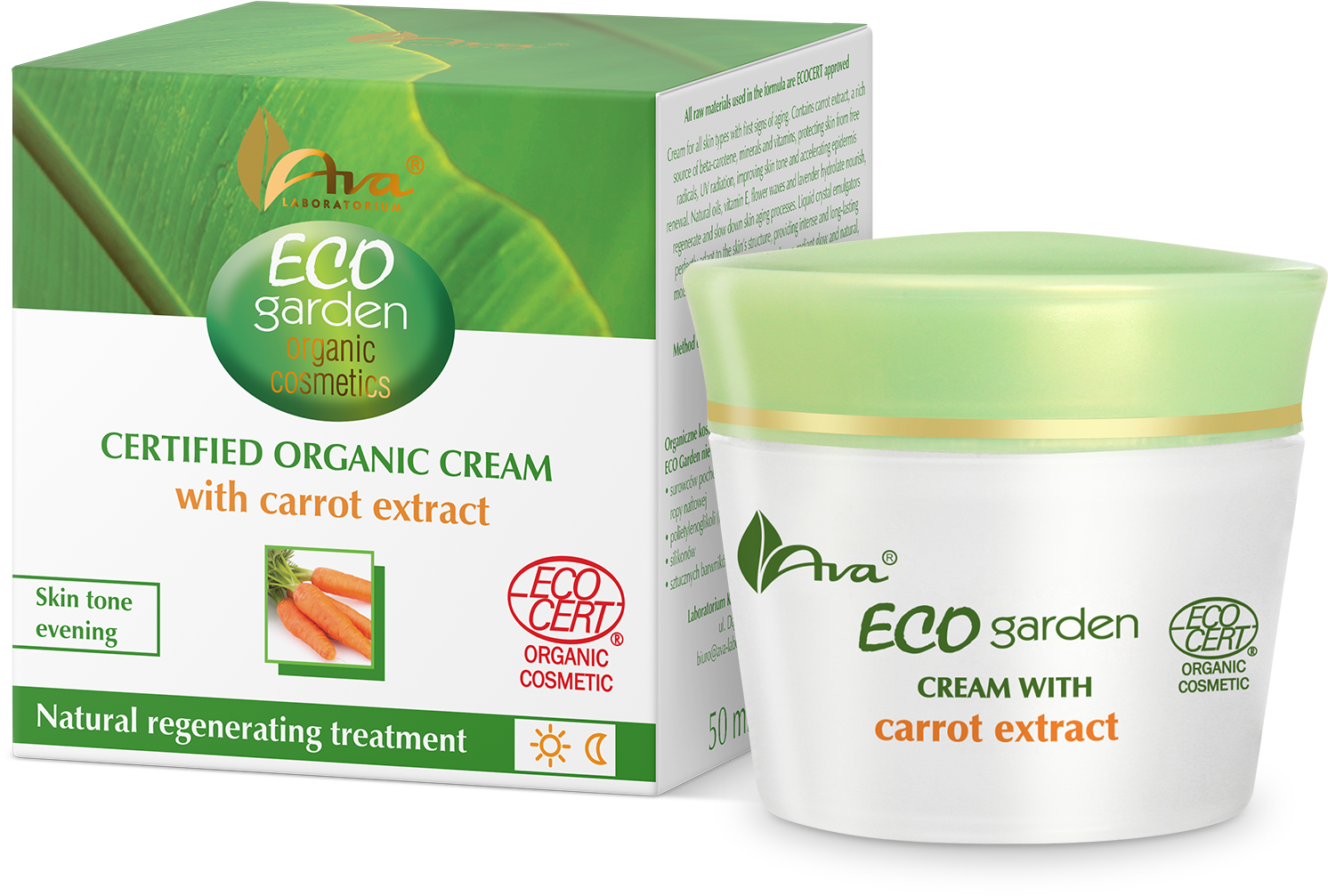 Eco Garden Certifed Organic Cream With Carrot Extract - Ava Laboratorium (2000x1308), Png Download