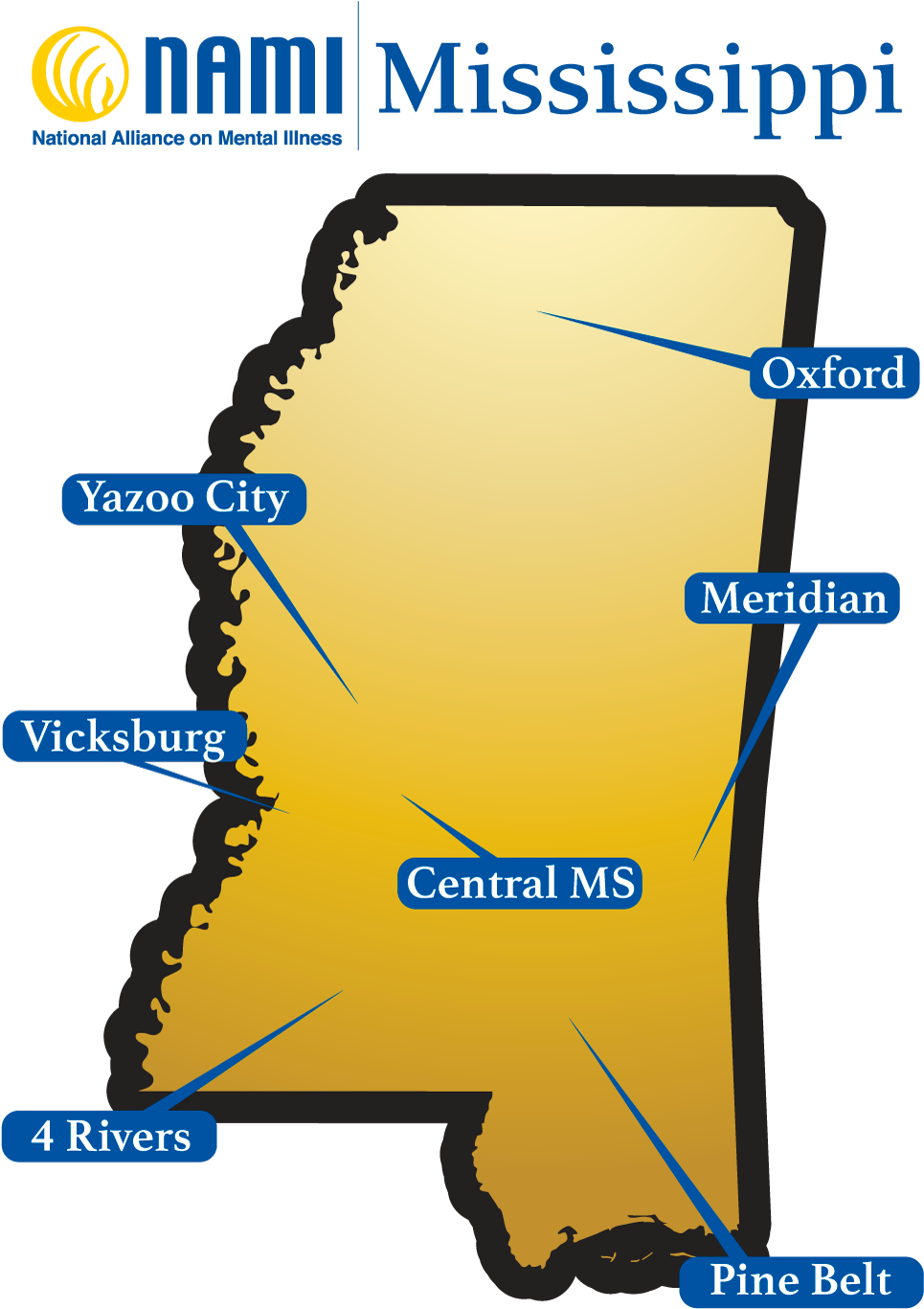 Nami Mississippi Affiliate Map V1 Transparent Background - National Alliance On Mental Illness (1000x1448), Png Download