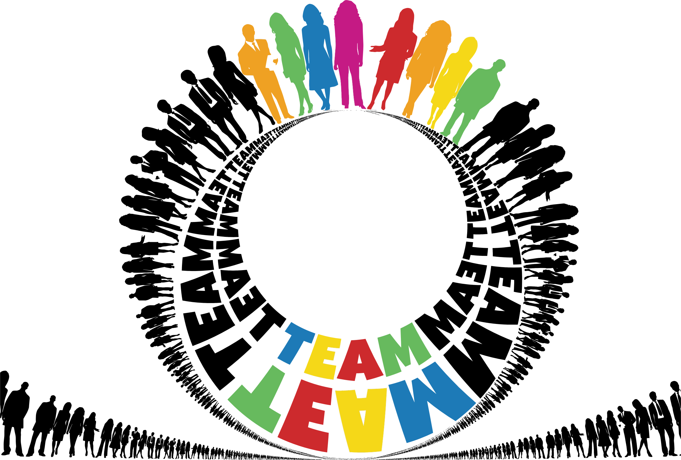 Clipart Team Typography - Silhouette Of People (2290x1548), Png Download