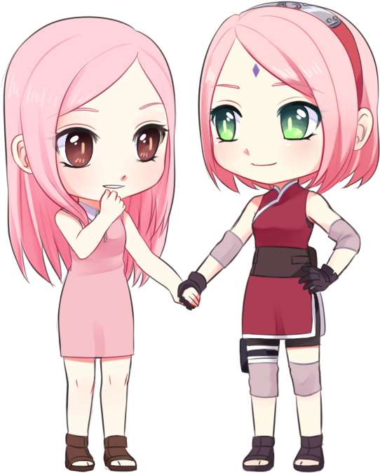 Sisters Png - Sakura And Her Sister (660x715), Png Download