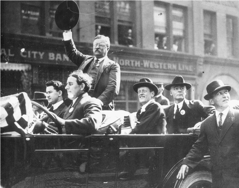 Ole Hanson, Second From Right, “moosing” It With Teddy - Monochrome (1000x600), Png Download