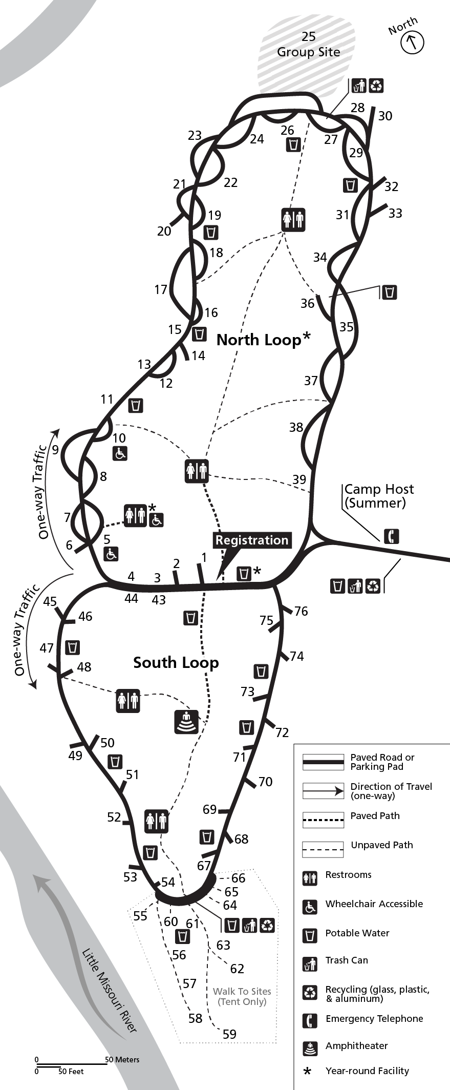 A Line-drawing Map Shows A Campground Composed Of Two - Map (879x2128), Png Download