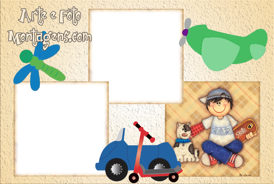 Menino-brinquedos - Moldura Para 2 Fotos Menino (898x602), Png Download