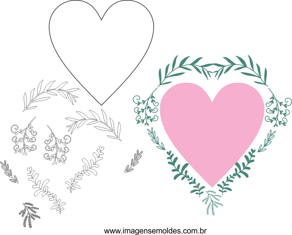 Coração Molde - Coraçao Para Imprimir (934x753), Png Download