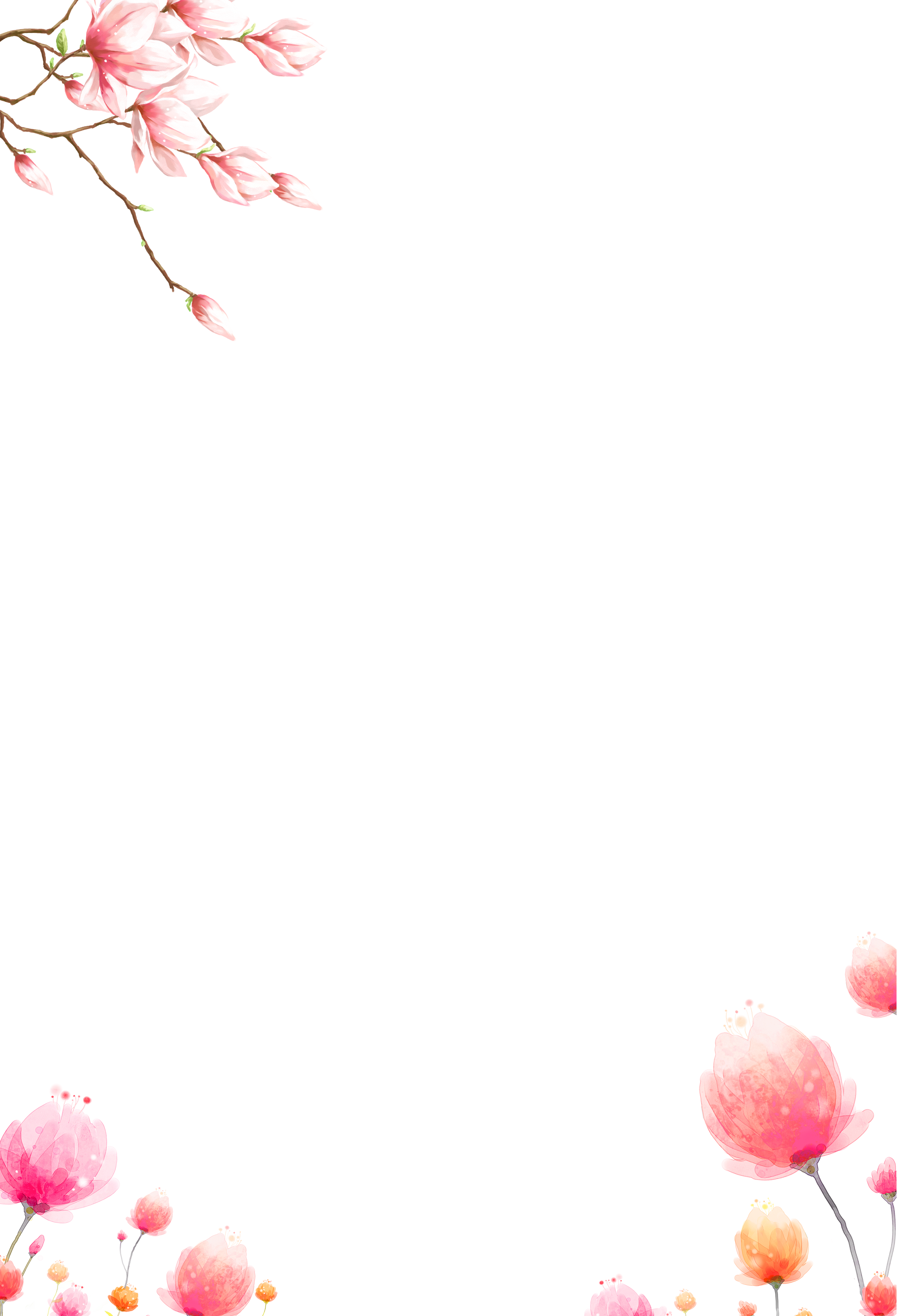 Flores Cor De Belo - Pink Flowers Png Border (3543x5197), Png Download