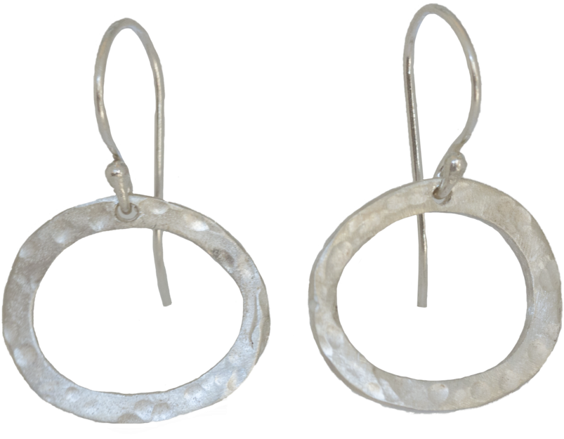 Circle Earrings Silver, Dangle Earrings, Hammered Jewelry, - Earrings (1000x1000), Png Download
