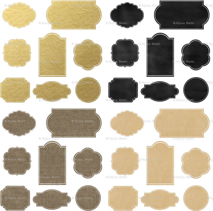 Burlap Gold Foil Vintage Paper Chalkboard Labels Fabric - Gold Chalkboard Labels (900x900), Png Download