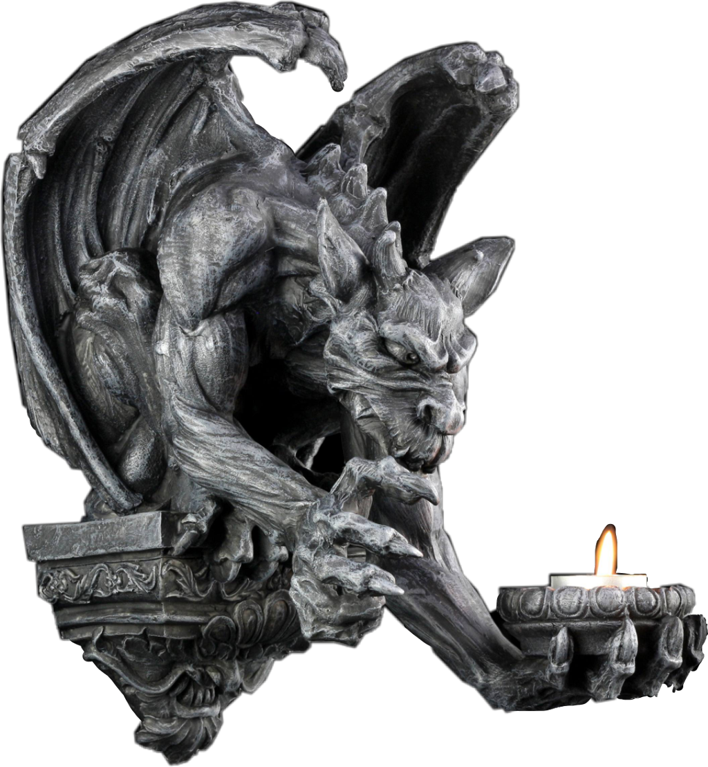 Gargoyle Statue Stone Candle Freetoedit Remixme Picsart - Gargoyle (1024x1108), Png Download
