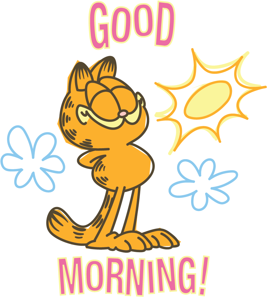 Garfield Line Messaging Sticker - Good Morning Line Sticker (1000x1000), Png Download