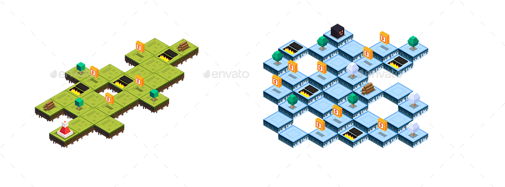 Png - Flat Isometric Game (1000x372), Png Download