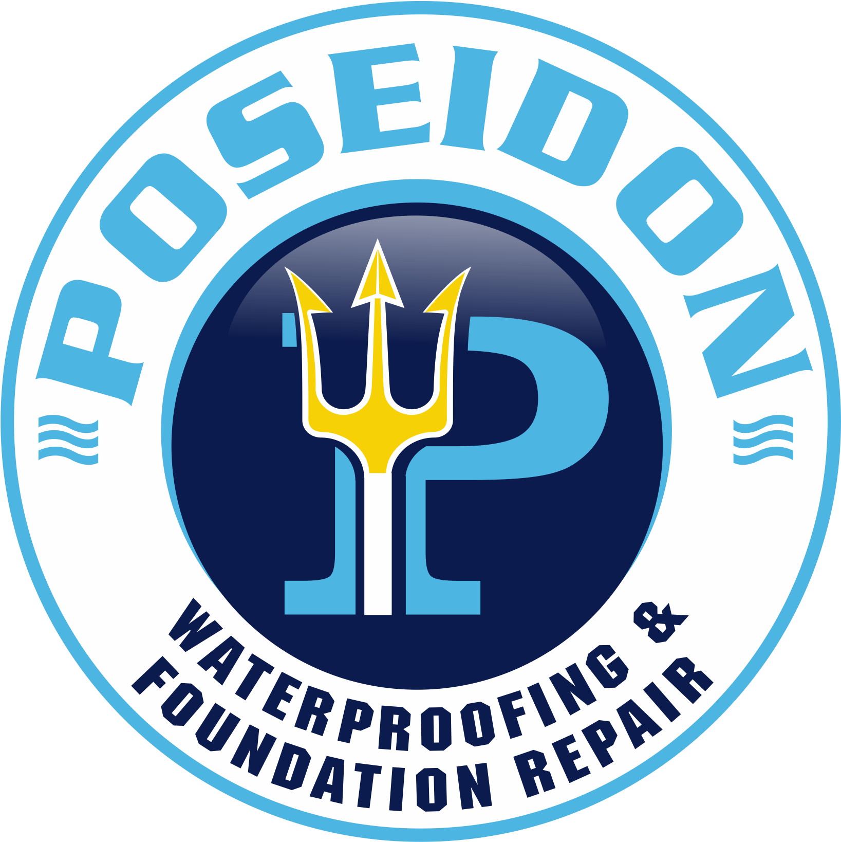 Poseidon Logo Dark Blue - Poseidon Basement Waterproofing And Foundation Repair (2058x1901), Png Download