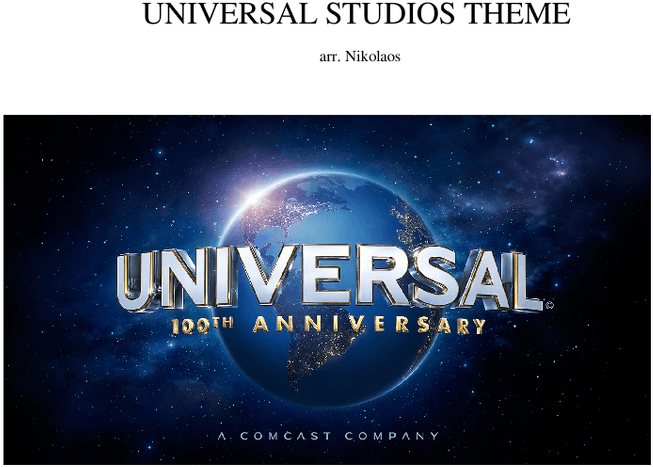 Universal Studios Theme Sheet Music For Flute, Clarinet, - Universal Pictures 100th Anniversary (850x1100), Png Download
