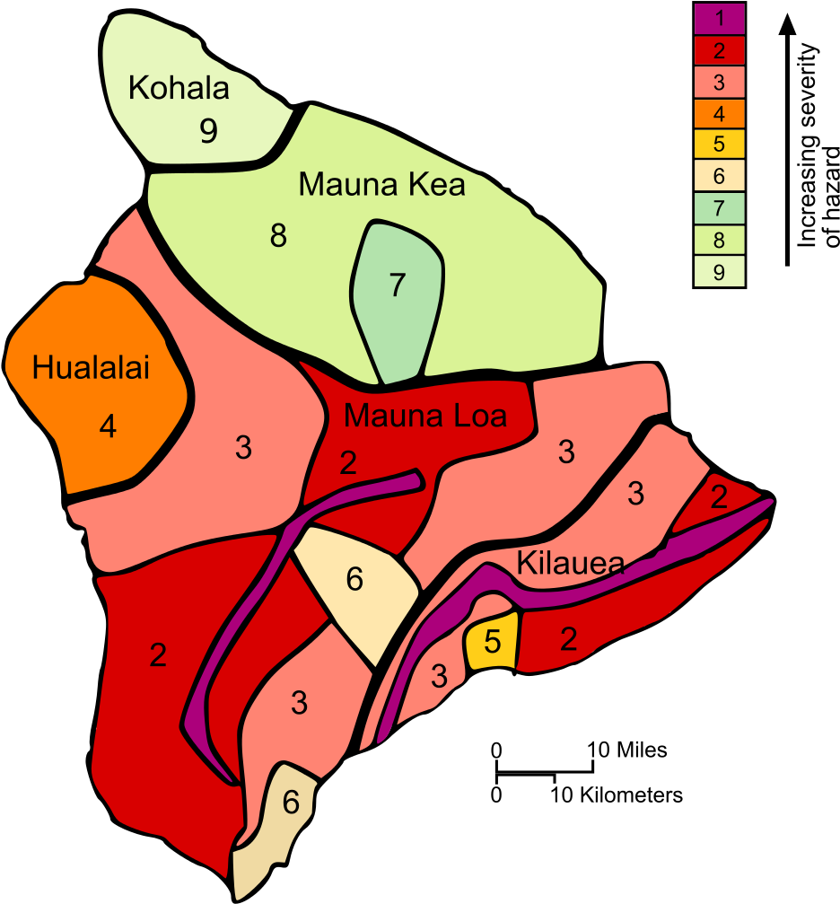 Hawaii Volcanoes Hazard Map - Hawaii Volcanic Hazard Map (948x1024), Png Download
