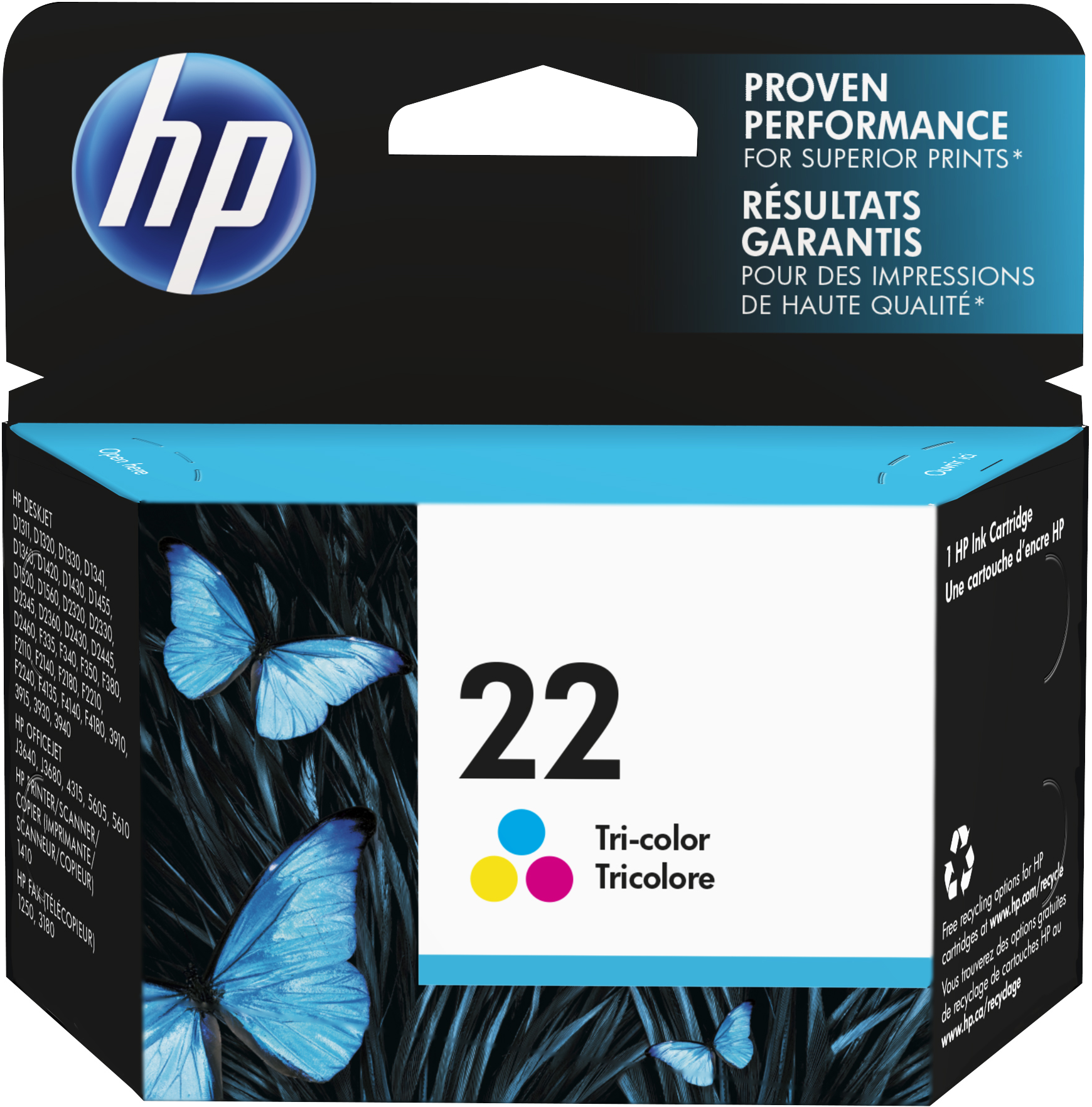 Hp 22 Tri-color Original Ink Cartridge - Hp 62 Ink Black (1740x1764), Png Download