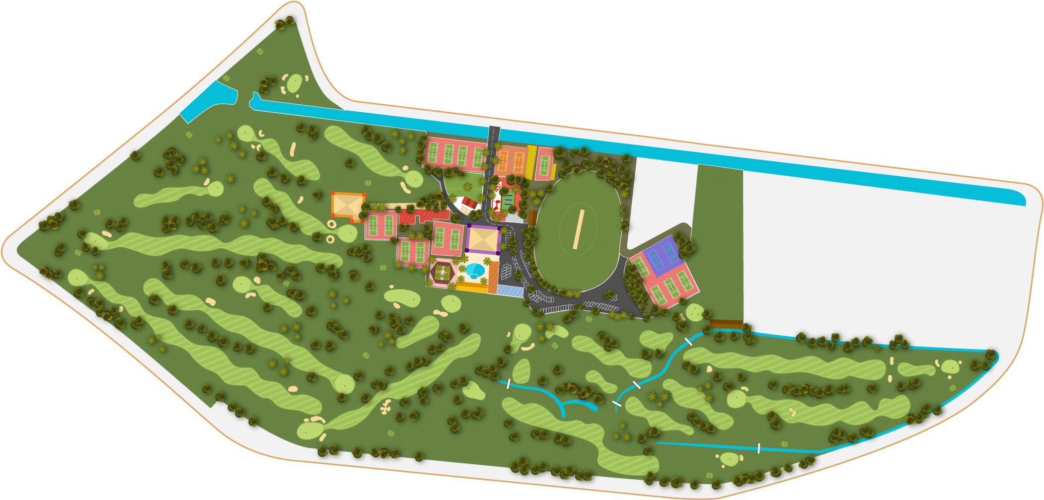 Cricket Pitch - Design Golf Course Scheme (2124x1036), Png Download