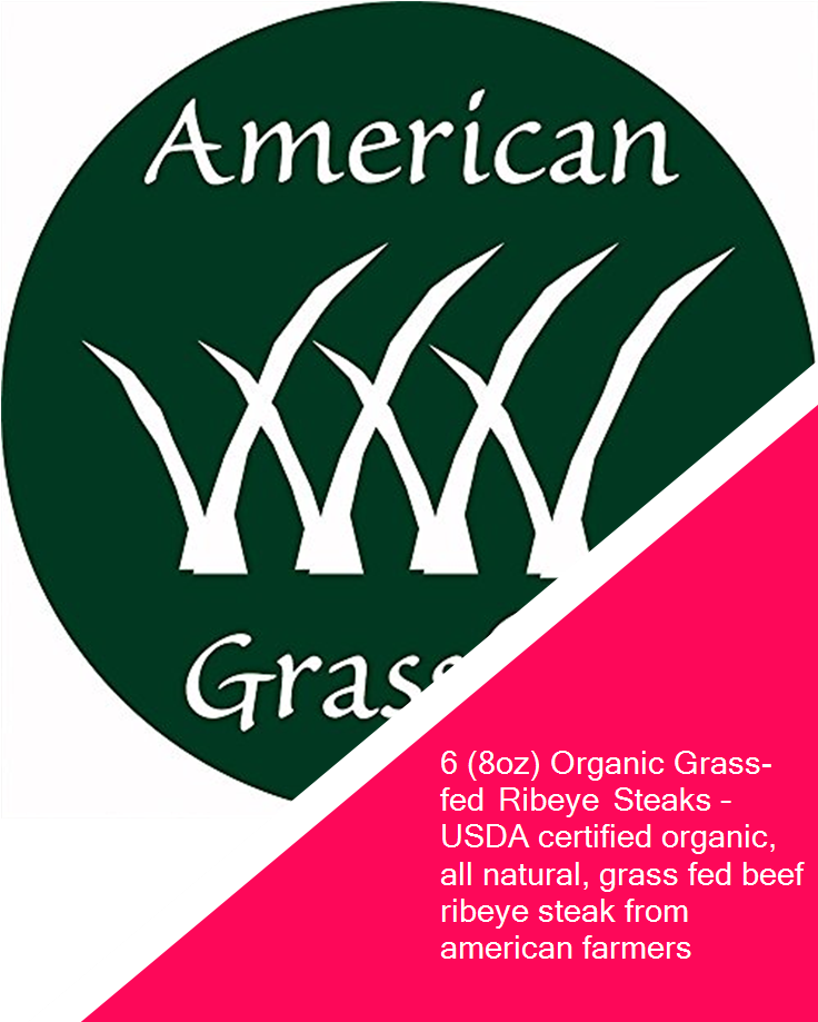 6 Organic Grass-fed Ribeye Steaks Usda Certified Organic, - American Grassfed (735x1100), Png Download