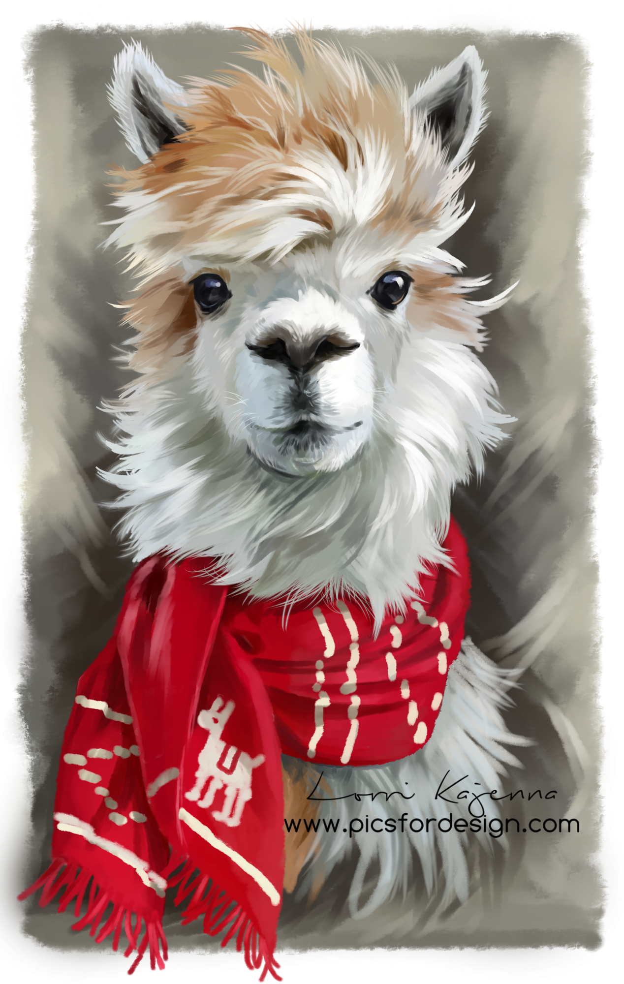 Alpaca Only Png" Card From User Lydia In Yandex - Alpaca With Red Scarf (1268x2000), Png Download