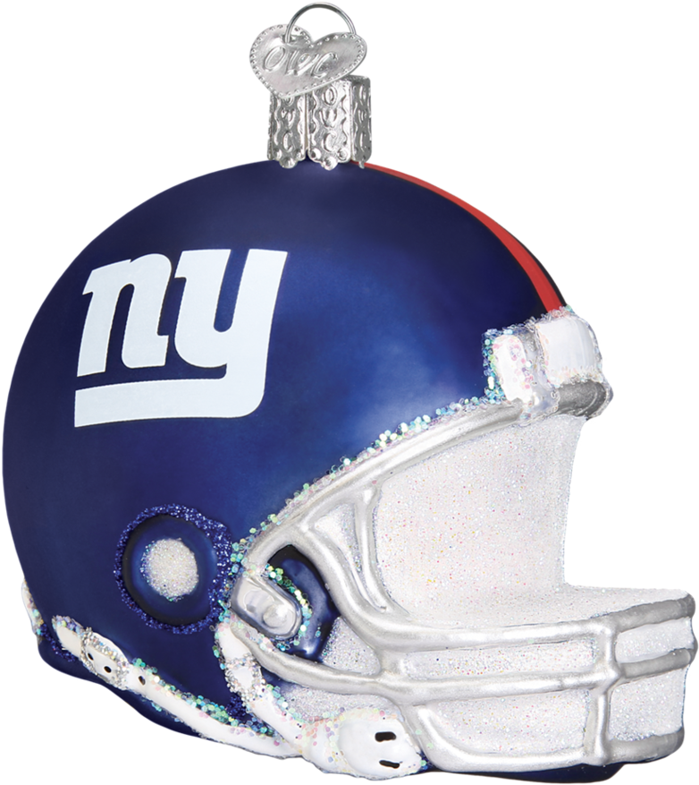 New York Giants Helmet Glass Ornament (950x950), Png Download