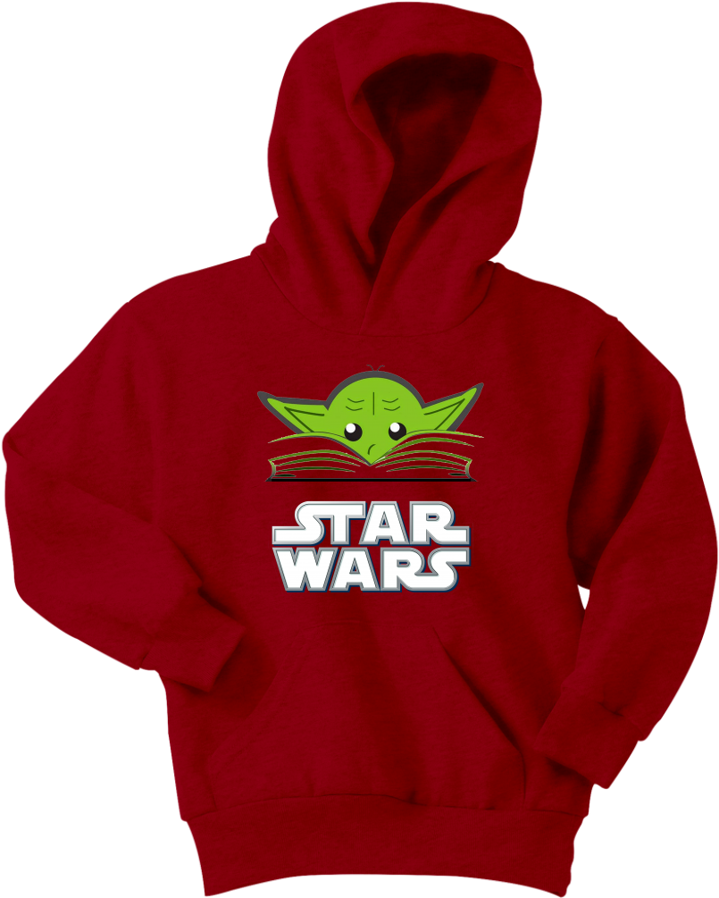 Star Wars Yoda Chibi Youth Hoodie - Red Front (1024x1024), Png Download