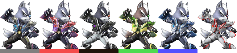 Wolf Palette - Super Smash Bros Brawl Wolf Colors (768x172), Png Download