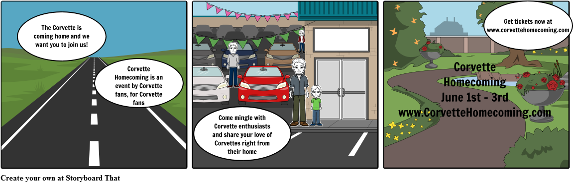 Corvette Homecoming - Cartoon (1164x385), Png Download