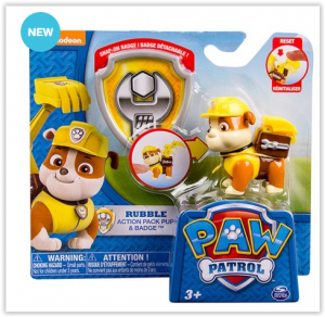 Paw Patrol Rubble Action Pack With Badge - Paw Patrol Rubble Pup Pack (300x400), Png Download