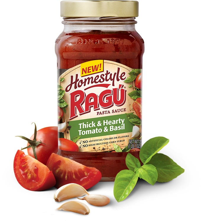 Homestyle Thick & Hearty Tomato & Basil Sauce - Ragu Homestyle Thick And Hearty Traditional Sauce (1000x800), Png Download