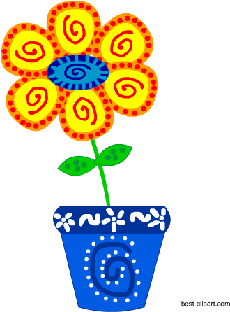 Colorful Flower Pot, Free Spring Season Clip Art Image - Colorful Flower In Pot Clipart (450x450), Png Download