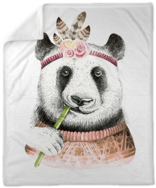 Watercolor Panda Illustration - Boho Watercolor Panda (400x400), Png Download