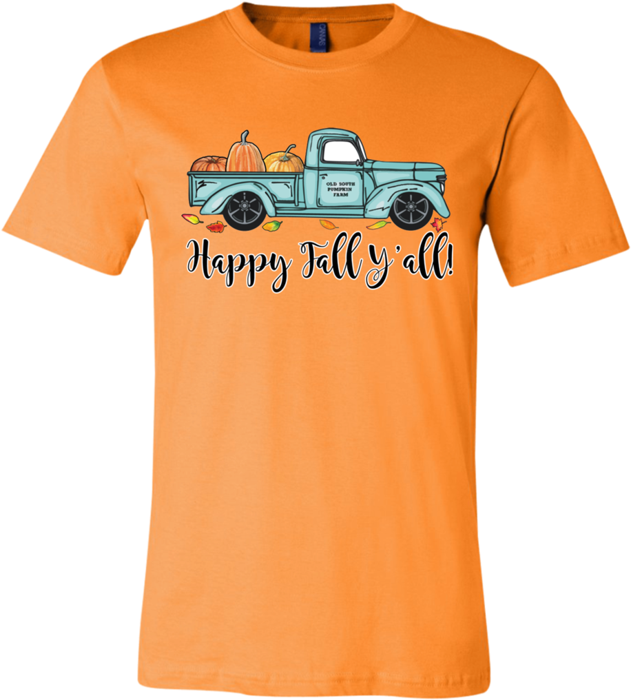 Happy Fall Y'all Pumpkin Farm Truck Tee Shirt Orange - Orange Shirt Day Shirts (1024x1024), Png Download