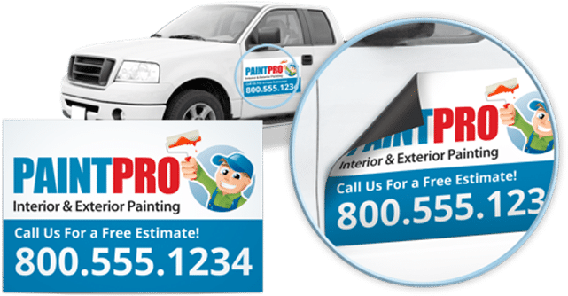 Car Magnets - Littlerockprinting - White Pick Up Truck (600x300), Png Download