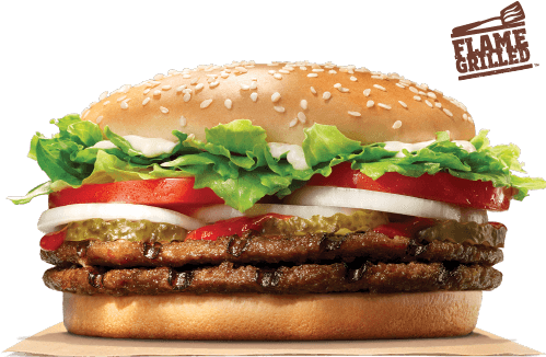 Double Whopper Whopper Burger King (500x540), Png Download