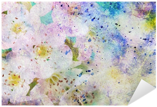 Grunge Messy Watercolor Splatter And White Flowers - Watercolor Painting (400x400), Png Download