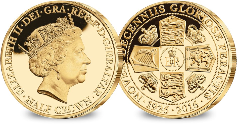 Her Majesty's 90th Birthday Portrait Coin Layered In - Gibraltar Half Crown 2016 (1000x569), Png Download