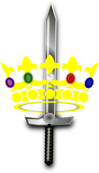 Jeweled Crown With Sword Clip Art - Sword (342x594), Png Download