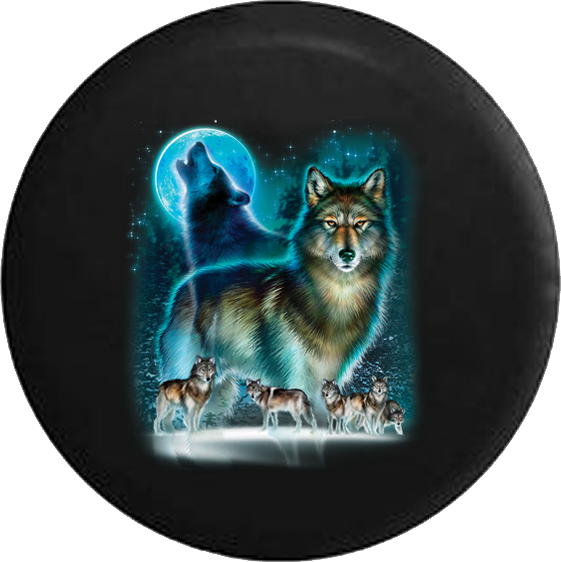Wild Wolf Howling At Moon With Pack Jeep Camper Spare - Promisen 3d Flax Cute Wolf Tower Sofa Bed Home Decoration (1797x1800), Png Download