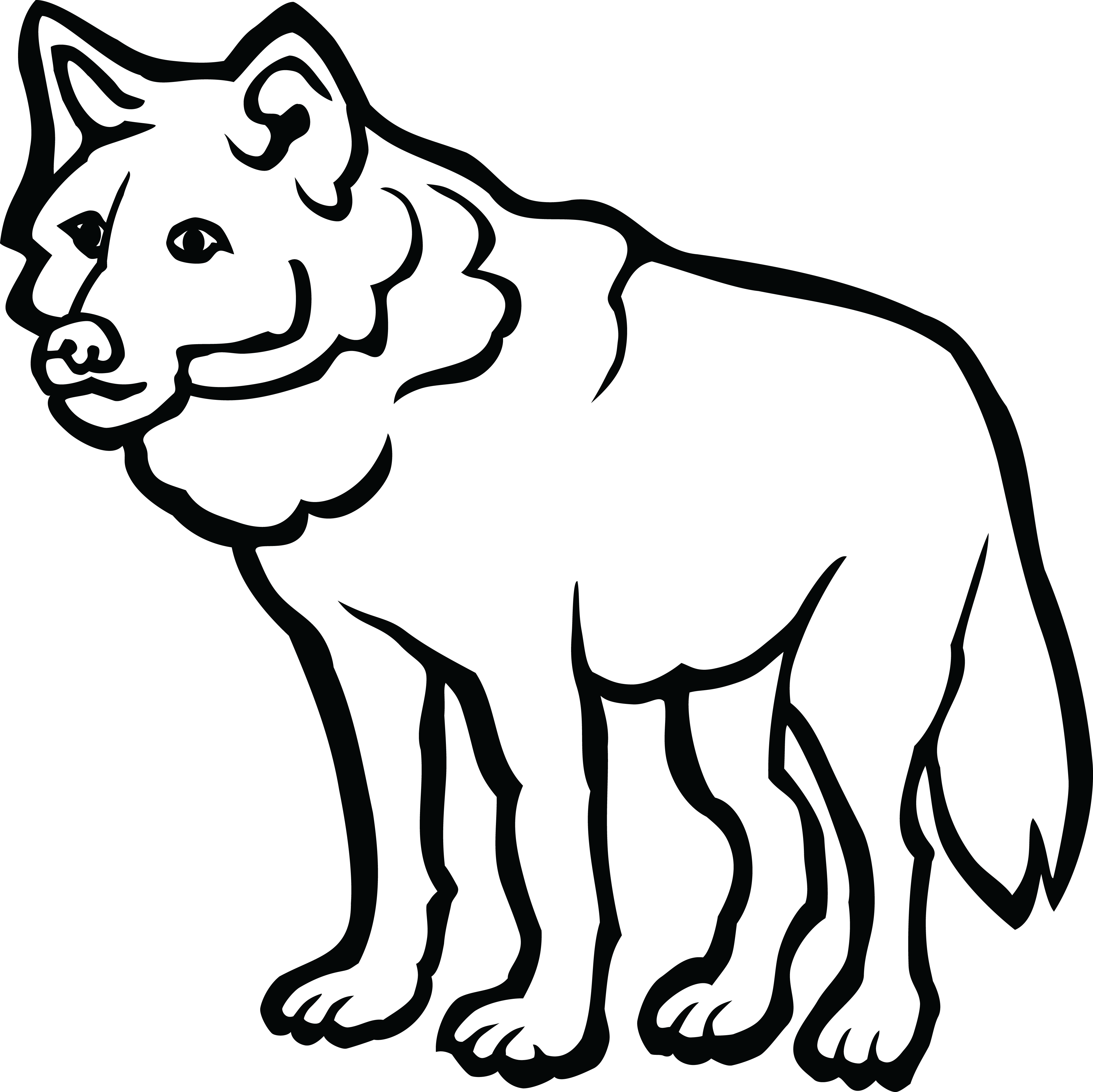 And White Wolf Howling - Clip Art Black And White Wolf (4000x3998), Png Download