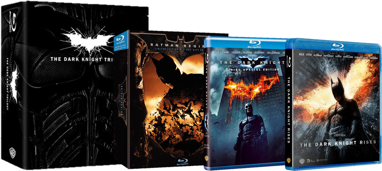 Batman The Dark Knight Blu Ray Covers - The Dark Knight Trilogy (1378x593), Png Download