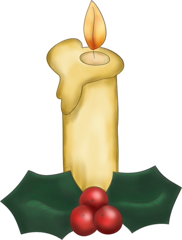 Christmas Candle With Holly - Christmas Candle Clip Art (640x842), Png Download