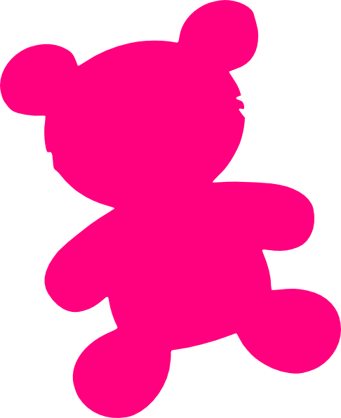 Magenta Bear Pink Clip Art At Clker - Teddy Bear Silhouette (486x595), Png Download