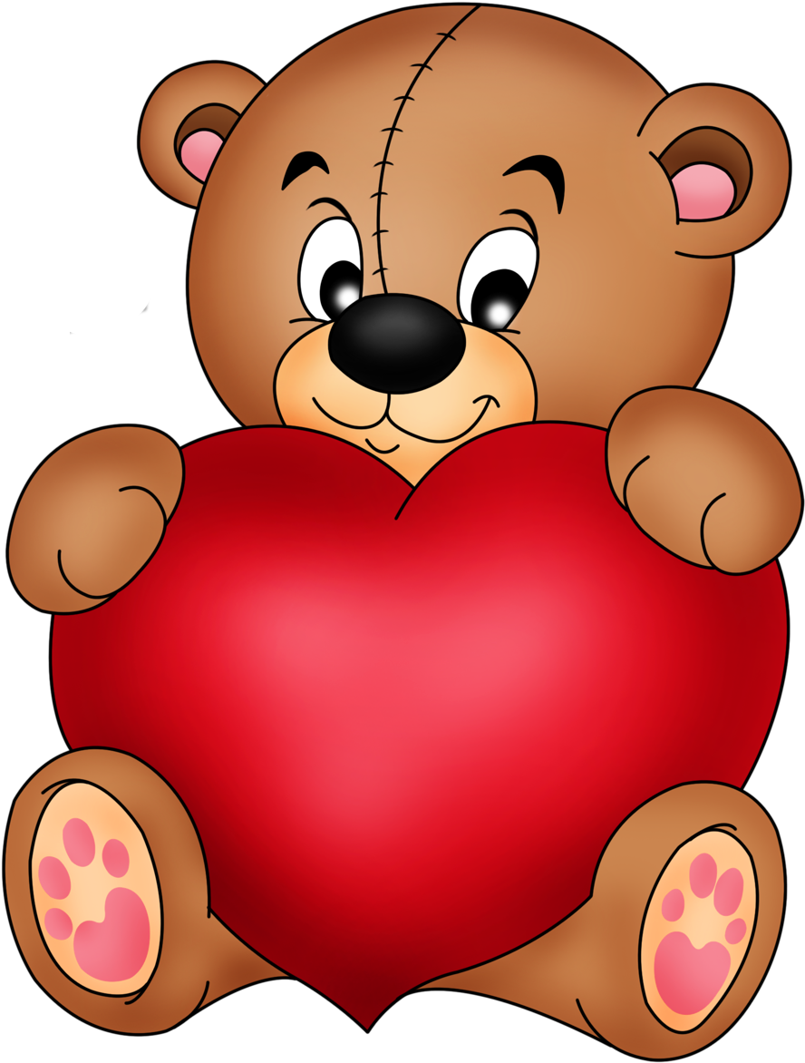 Brown Teddy With Red Png Nanda Kumar - Cute Teddy Bears With Hearts (996x1250), Png Download