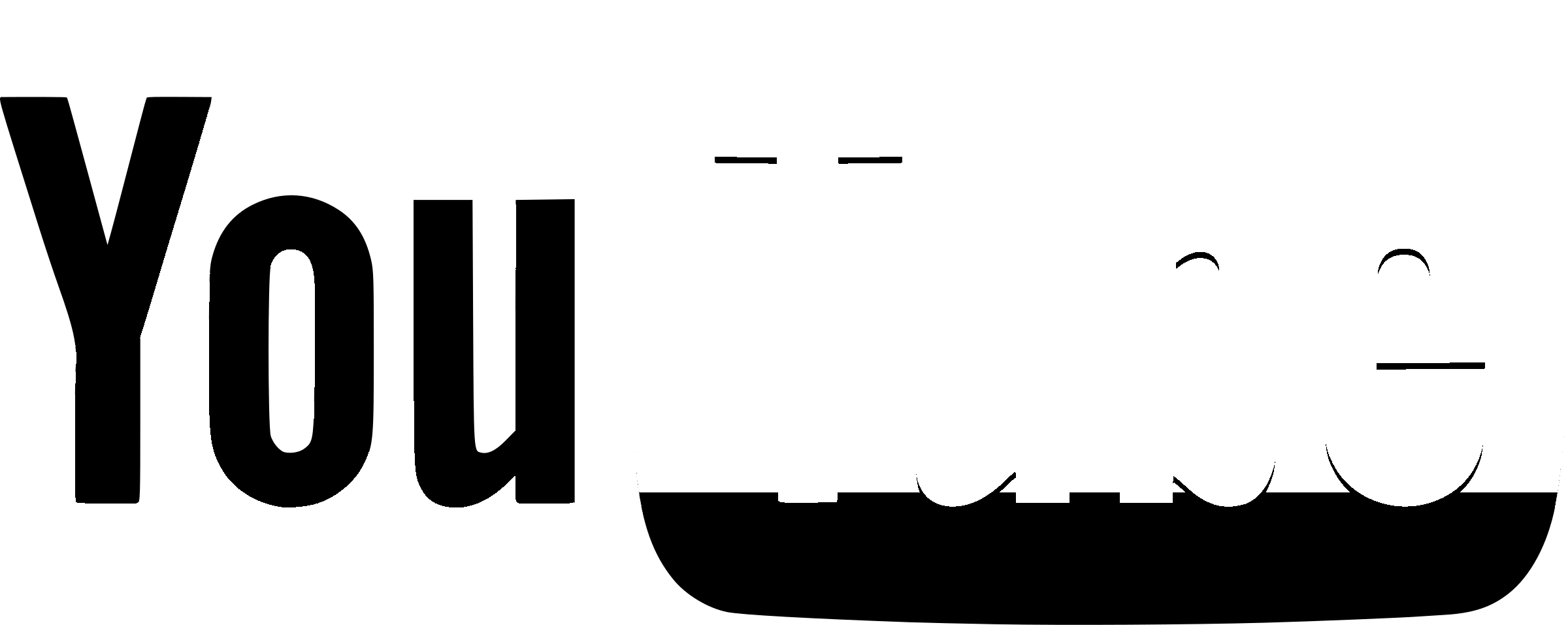 Youtube Logo Black And White - Big Youtube Logo Png (2400x957), Png Download