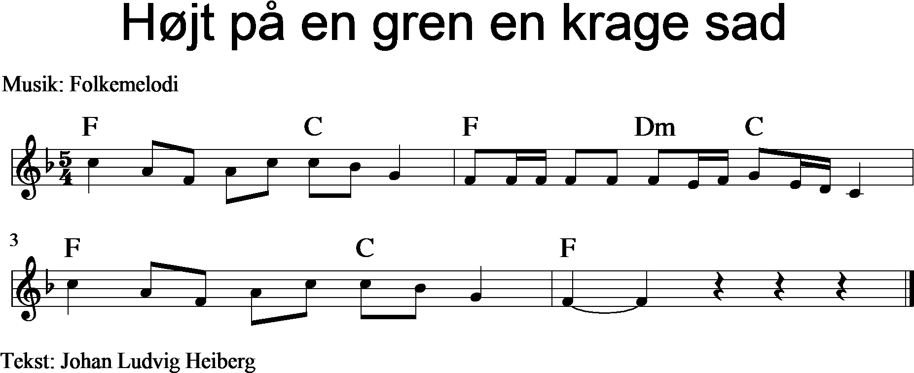 Højt På En Gren En Krage Sad - Lille Guds Barn Hvad Skader Dig Noder (1944x762), Png Download