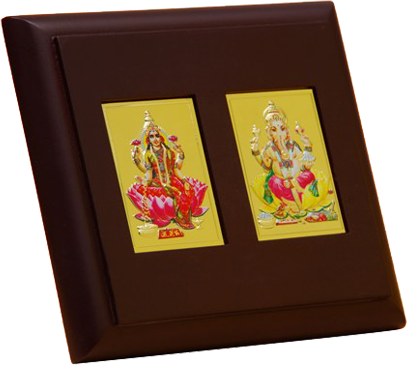 Table Lakshmiji Ganeshji Rectangle Meenakari - Picture Frame (800x800), Png Download