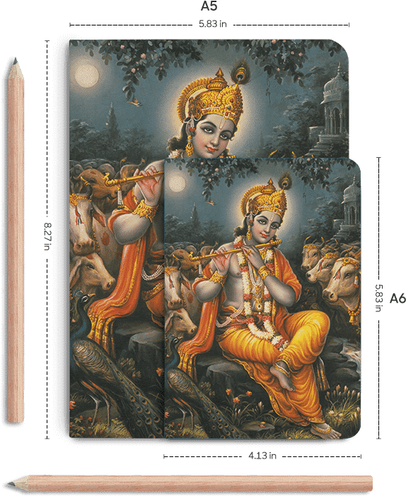 Dailyobjects Indian Mythology Krishna Cows A5 Notebook - Govinda Gopala (600x700), Png Download