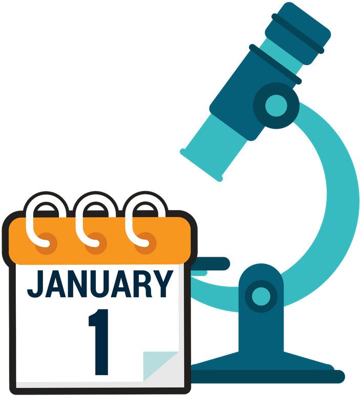 January 1 Calendar Icon With Blue Microscope - January Calendar Icon Png (741x800), Png Download